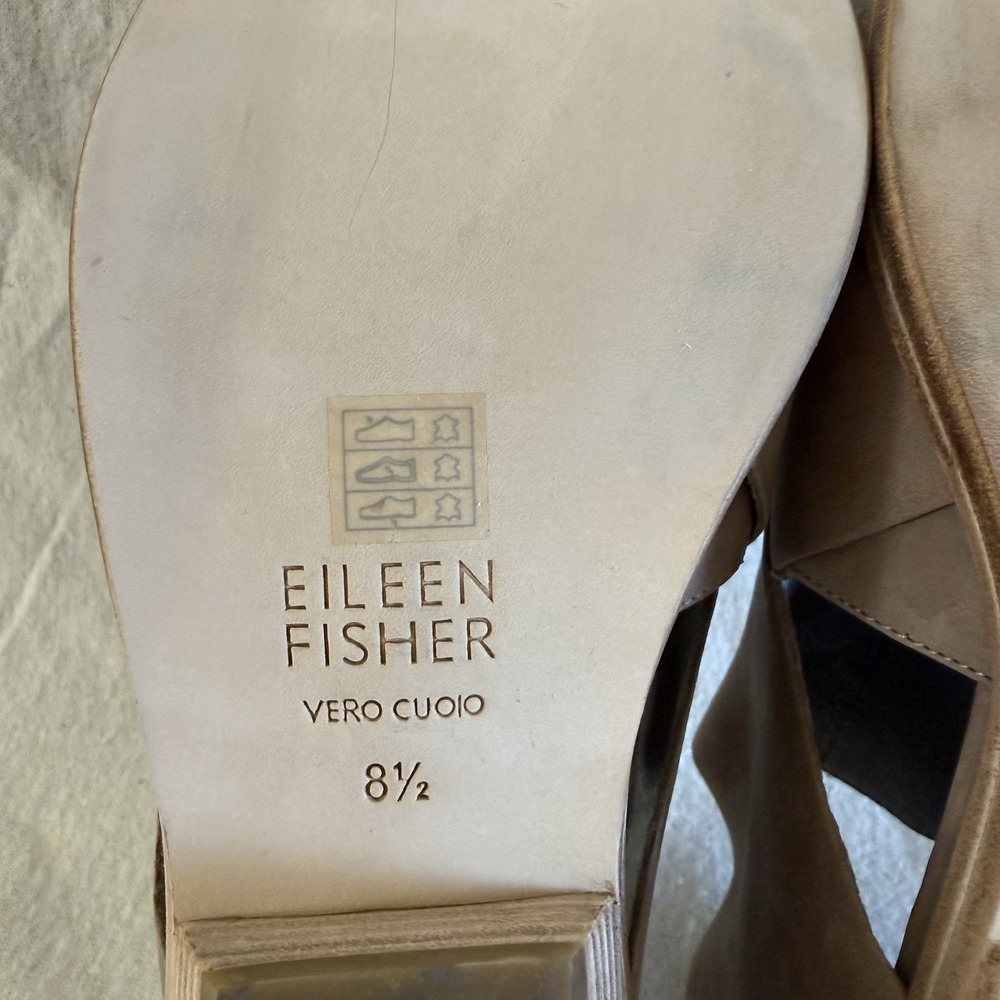 Eileen Fisher Women's Taupe Suede Crisscross Minimalist Ankle Booties 8.5 - Picture 6 of 12